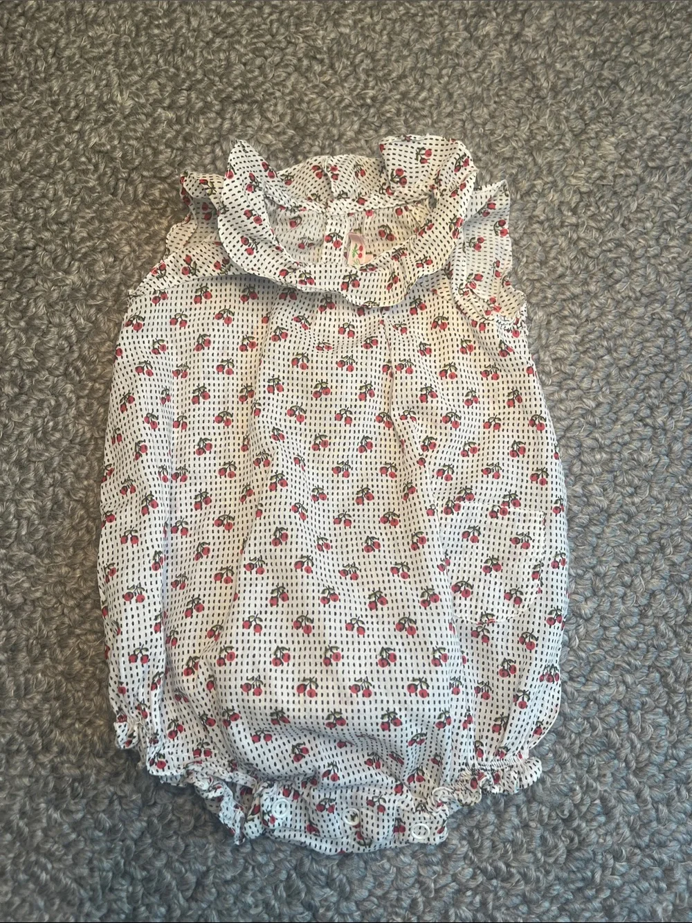 Bonpoint Cream Floral Ruffle Bubble Romper
